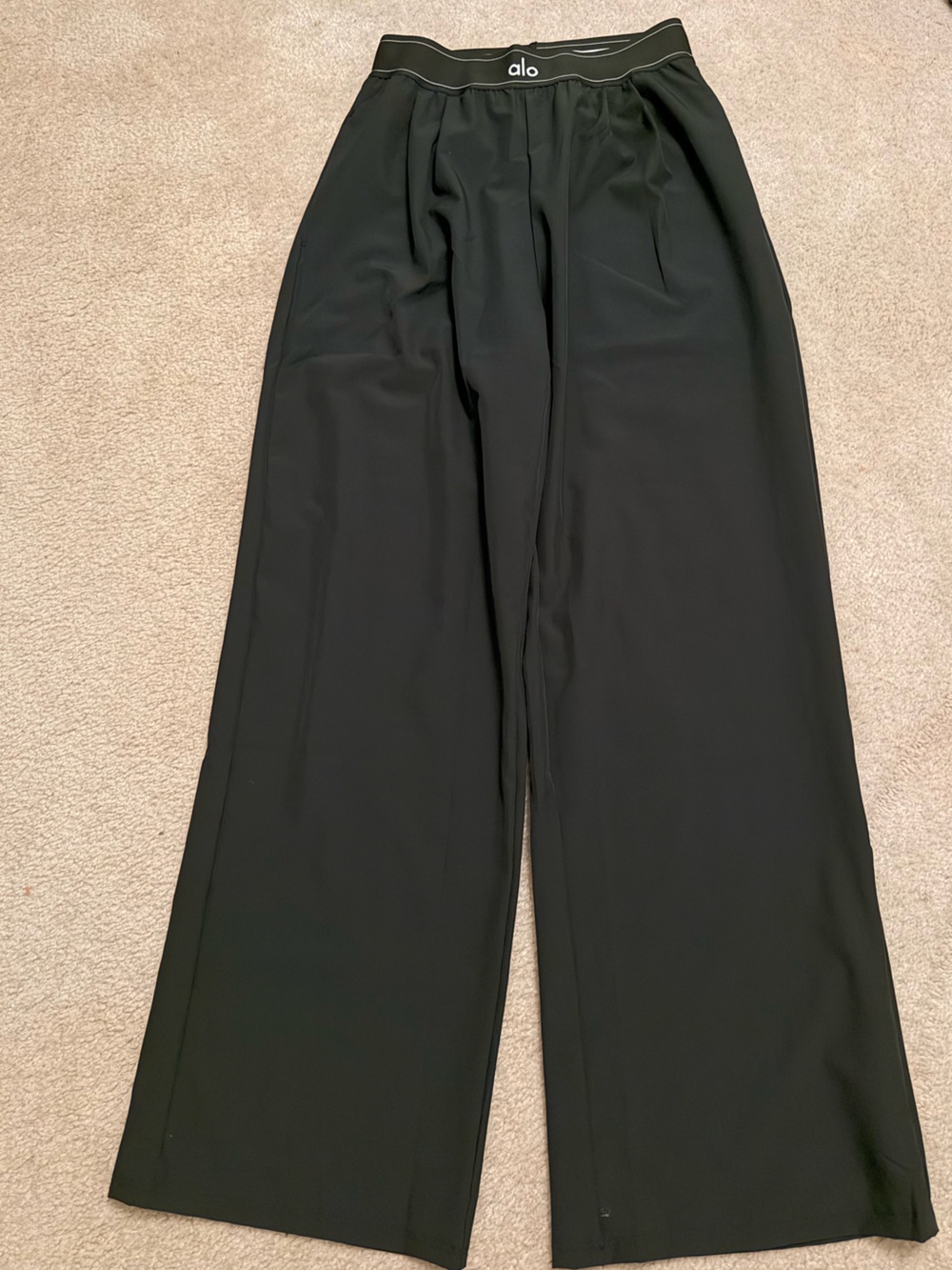 ALO Yoga Black Wide-Leg Pull-On Pants